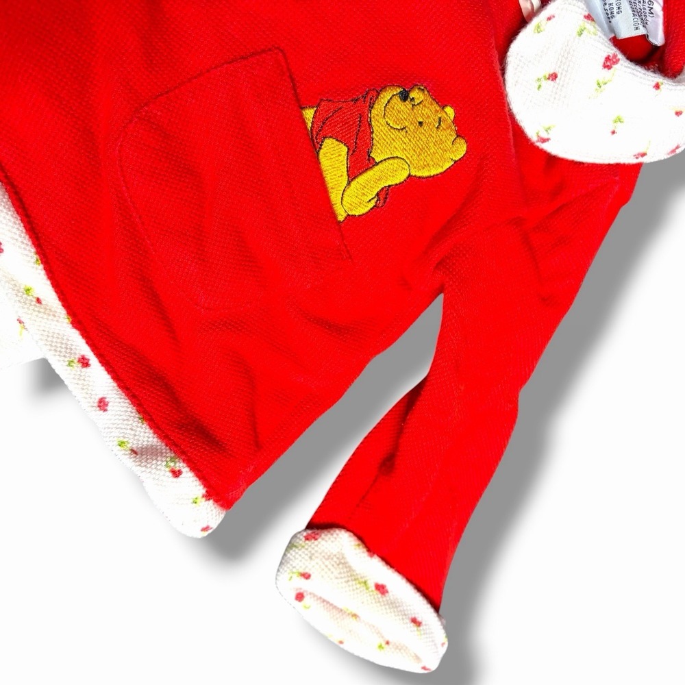 vintage winnie the pooh baby Girl Set Sweater Pants 3-6 Month red Embroidered - Picture 4 of 5